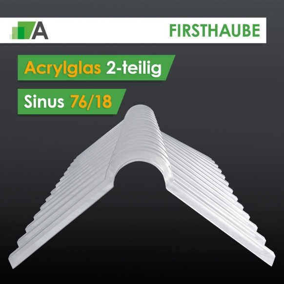 Firsthaube aus Acrylglas 2-teilig Sinus 76/18 klar 