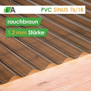 PVC Wellplatten Sinus 76/18 - rauchbraun - 1,2 mm stark - 900 mm Breit